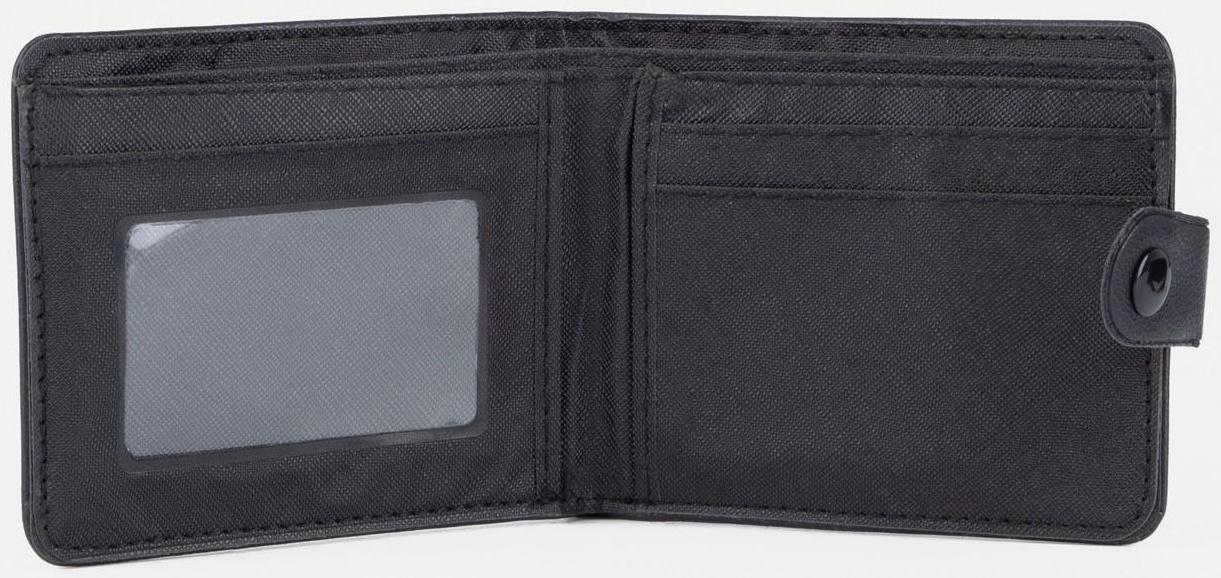Портмоне на кнопке, для купюр, для карт, для монет, цвет чёрный