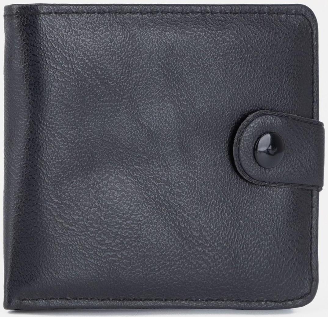 Портмоне на кнопке, для купюр, для карт, для монет, цвет чёрный