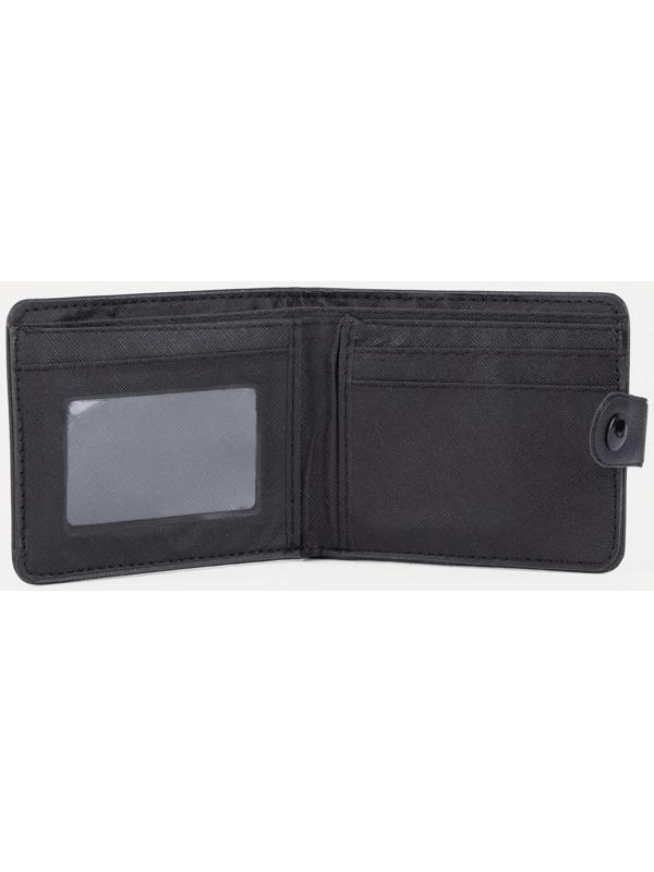 Портмоне на кнопке, для купюр, для карт, для монет, цвет чёрный