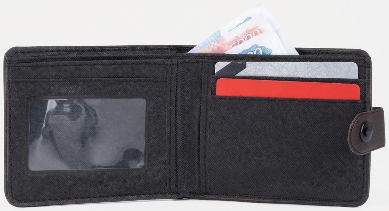 Портмоне на кнопке, для купюр, для карт, для монет, цвет коричневый