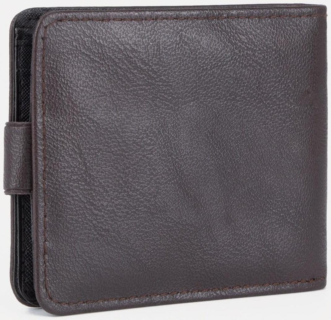 Портмоне на кнопке, для купюр, для карт, для монет, цвет коричневый