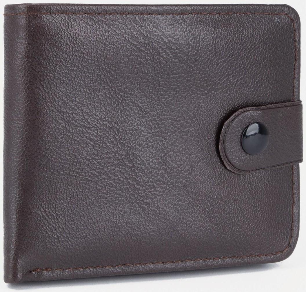 Портмоне на кнопке, для купюр, для карт, для монет, цвет коричневый
