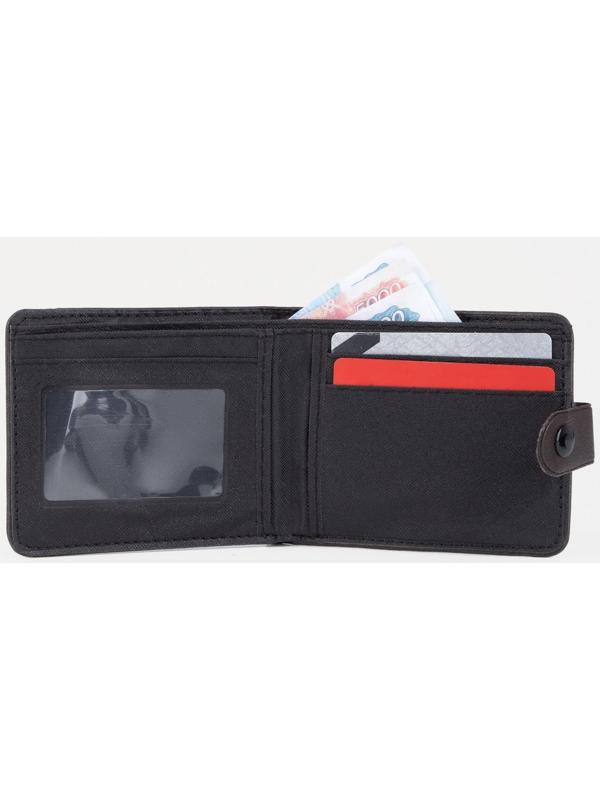 Портмоне на кнопке, для купюр, для карт, для монет, цвет коричневый