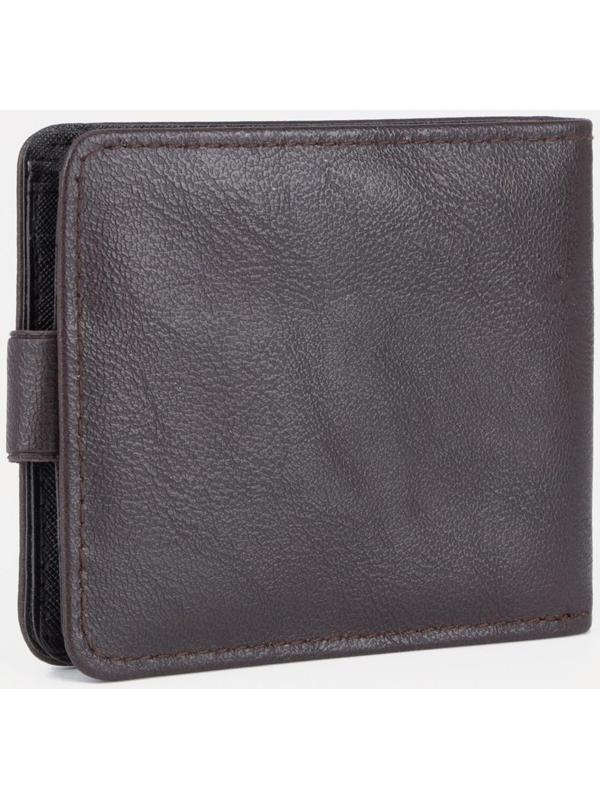 Портмоне на кнопке, для купюр, для карт, для монет, цвет коричневый