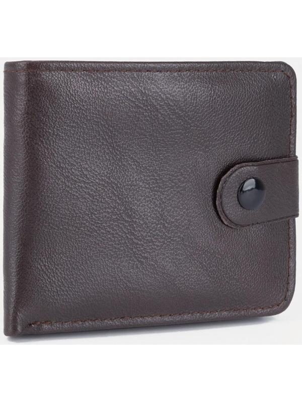 Портмоне на кнопке, для купюр, для карт, для монет, цвет коричневый