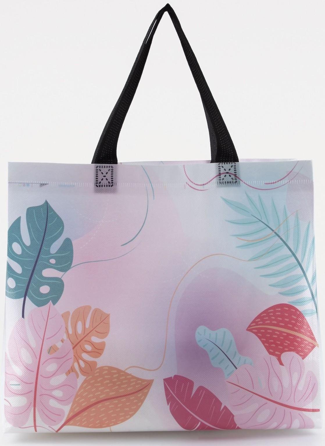 Сумка хозяйственная без застёжки, цвет белый/розовый