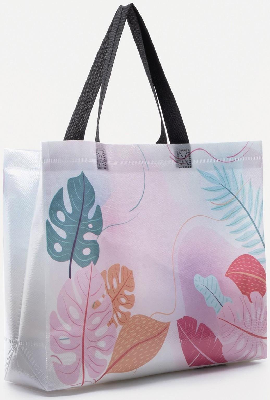 Сумка хозяйственная без застёжки, цвет белый/розовый