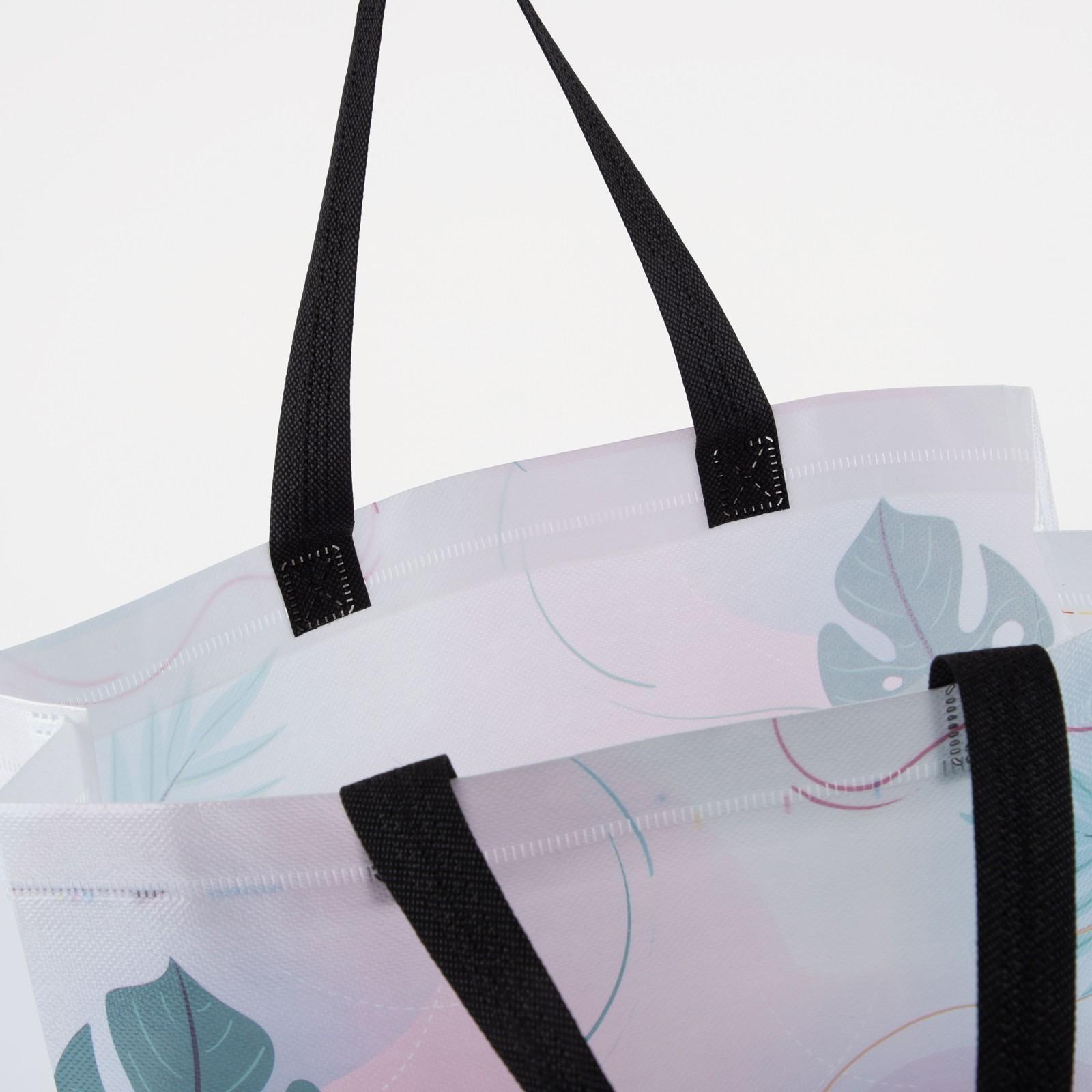 Сумка хозяйственная без застёжки, цвет белый/розовый