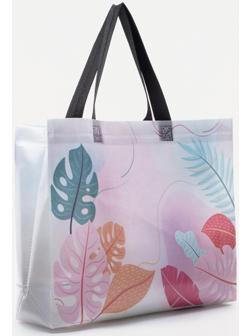 Сумка хозяйственная без застёжки, цвет белый/розовый