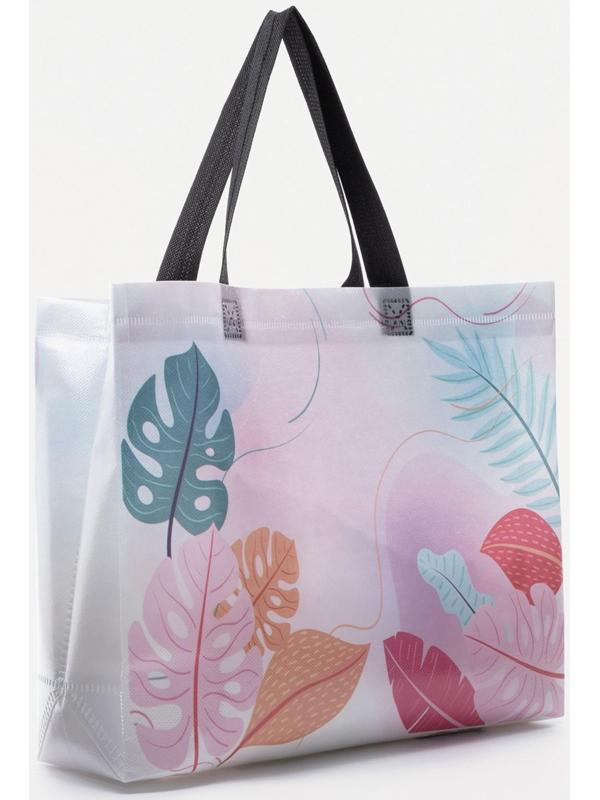 Сумка хозяйственная без застёжки, цвет белый/розовый