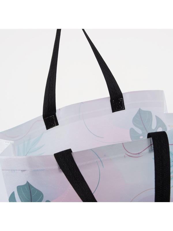 Сумка хозяйственная без застёжки, цвет белый/розовый