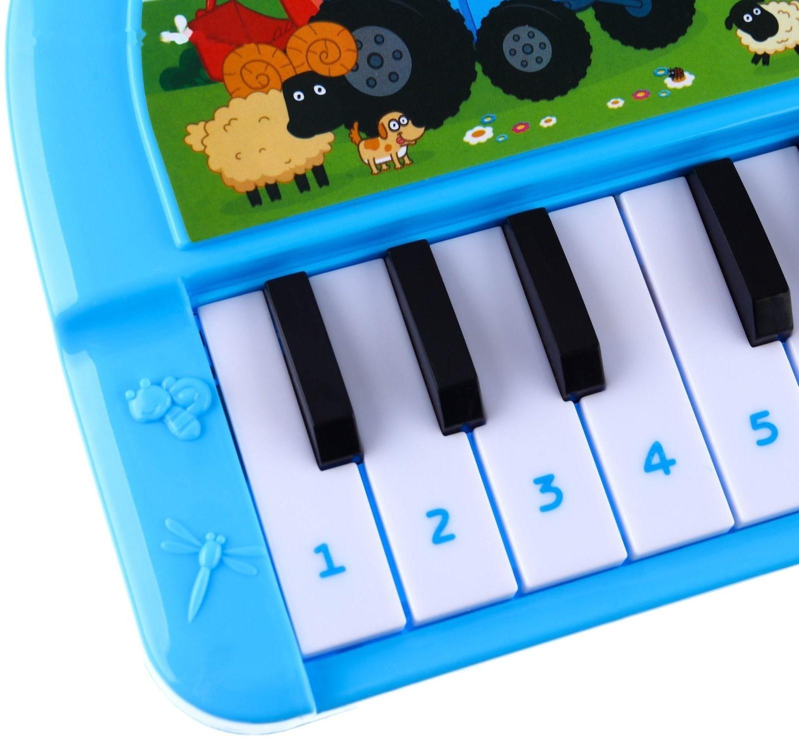 Музыкальное пианино «Синий трактор», звук, цвет синий