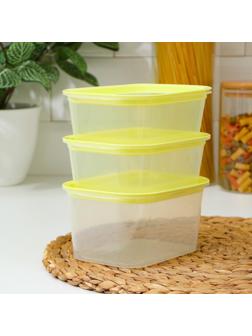 Набор контейнеров пищевых с паровыпуском, 3 шт: 750 мл; 500 мл; 500 мл, прямоугольные, цвет МИКС