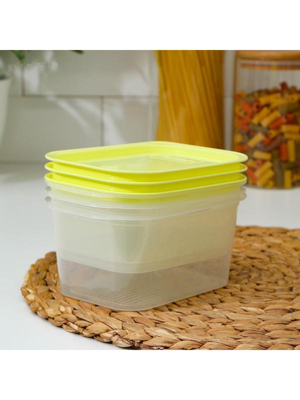 Набор контейнеров пищевых с паровыпуском, 3 шт: 750 мл; 500 мл; 500 мл, прямоугольные, цвет МИКС