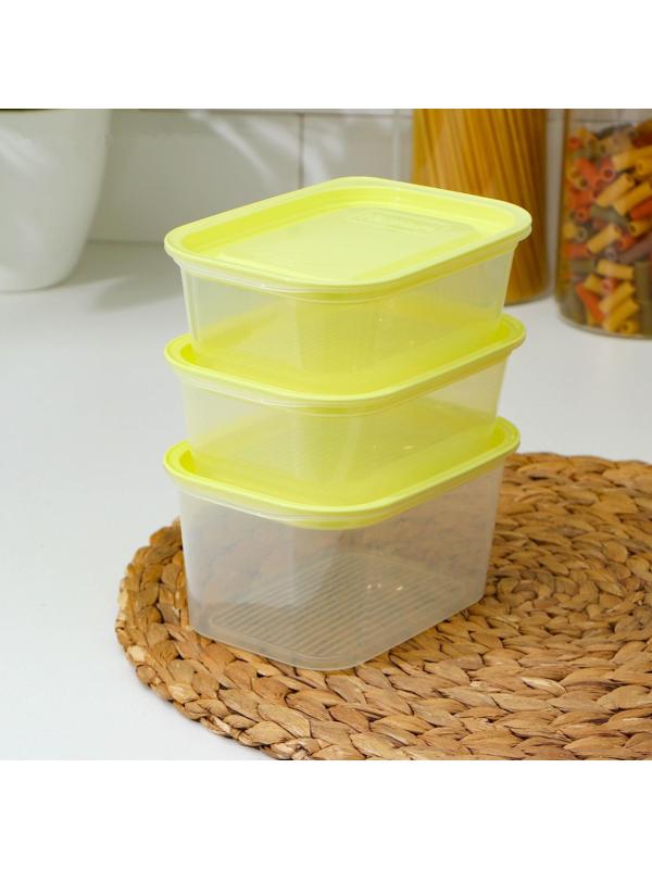 Набор контейнеров пищевых с паровыпуском, 3 шт: 750 мл; 500 мл; 500 мл, прямоугольные, цвет МИКС