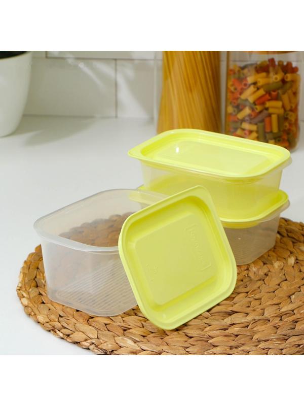 Набор контейнеров пищевых с паровыпуском, 3 шт: 750 мл; 500 мл; 500 мл, прямоугольные, цвет МИКС