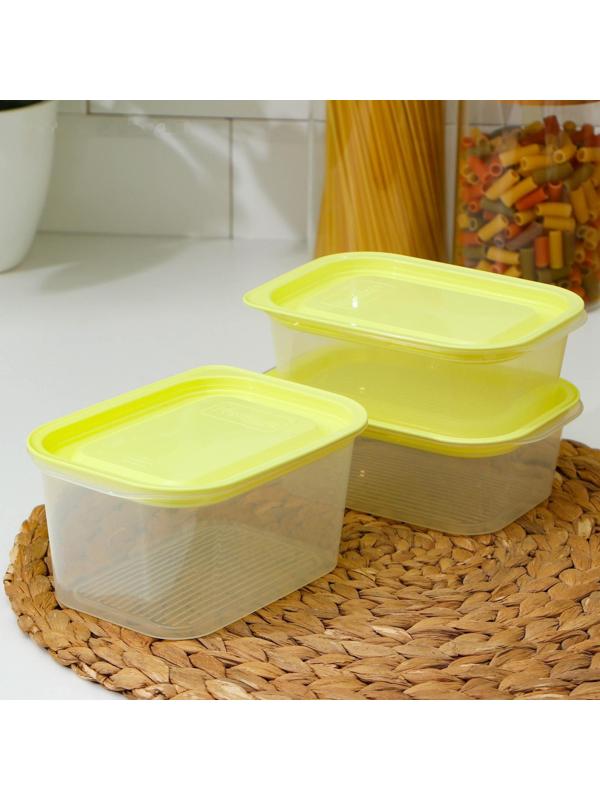 Набор контейнеров пищевых с паровыпуском, 3 шт: 750 мл; 500 мл; 500 мл, прямоугольные, цвет МИКС