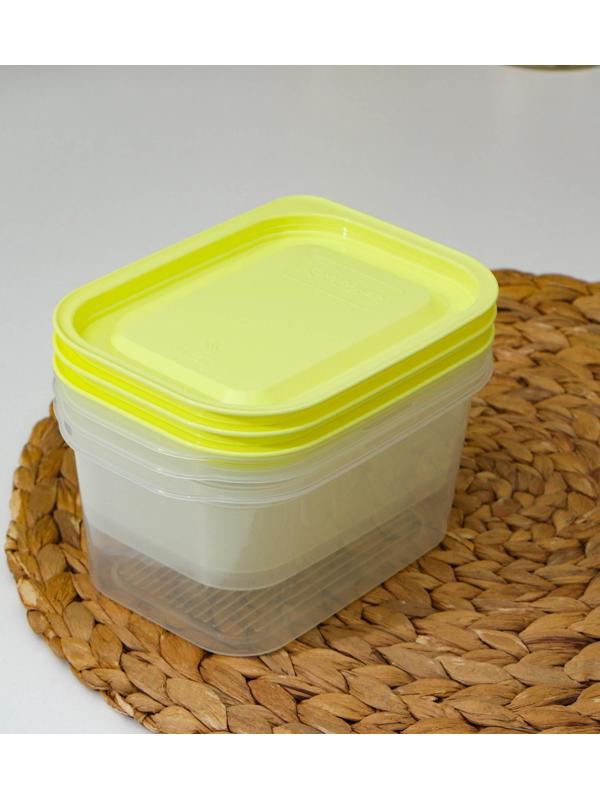 Набор контейнеров пищевых с паровыпуском, 3 шт: 750 мл; 500 мл; 500 мл, прямоугольные, цвет МИКС