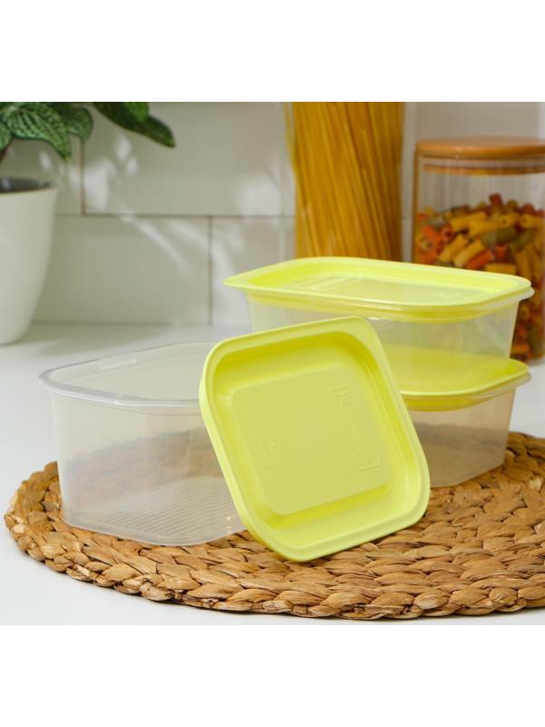 Набор контейнеров пищевых с паровыпуском, 3 шт: 750 мл; 500 мл; 500 мл, прямоугольные, цвет МИКС