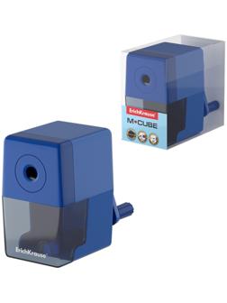 Точилка 1 отверстие ErichKrause M-Cube, с контейнером и механизмом крепления к столу, отверстие диаметром 8 мм, синяя