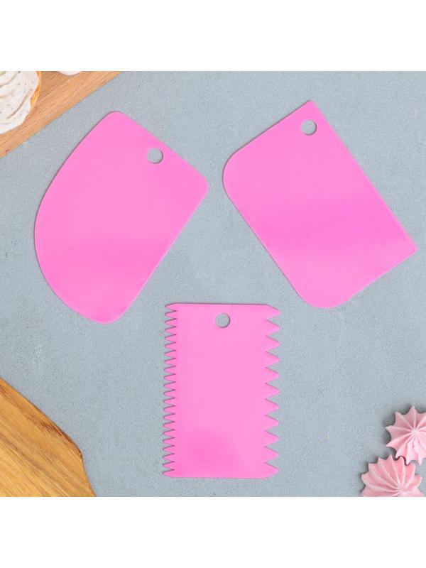 Набор кондитерских шпателей 11.5×8 см, 11.2×6.5 см, 10×7 см «Кусочек счастья», 3 шт