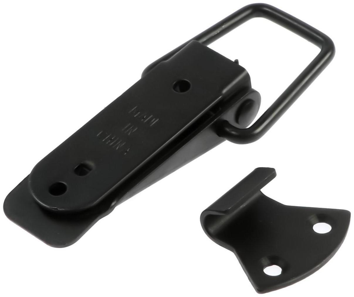 Замок-защелка на ящик, 7,5 см, железный, цвет черный,10 шт