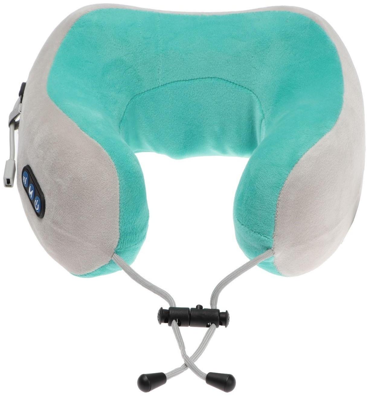 Массажная подушка Bradex KZ 0558-n, 3режима, обогрев, вибрация, эффект памяти, серо-зелёная