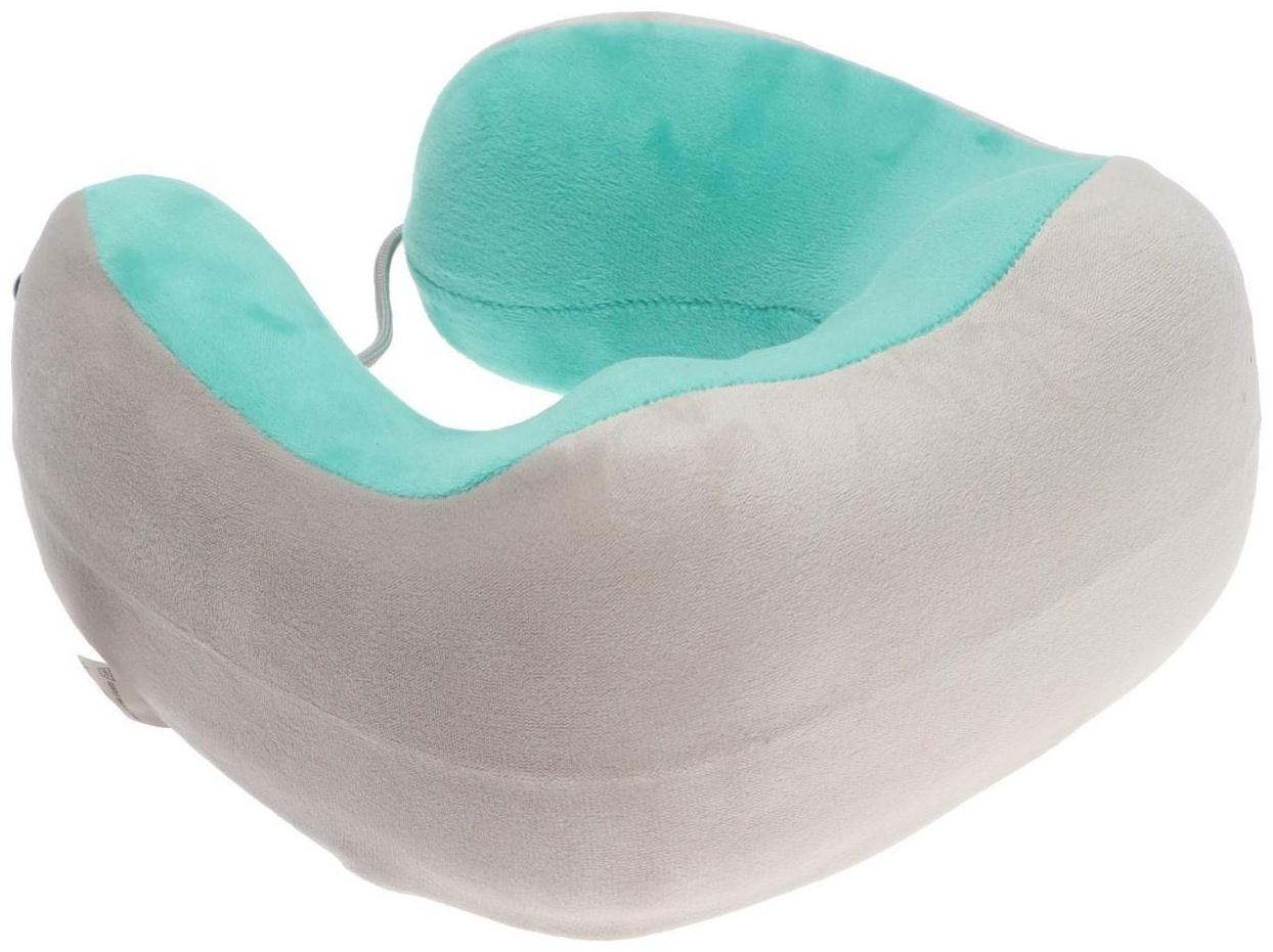 Массажная подушка Bradex KZ 0558-n, 3режима, обогрев, вибрация, эффект памяти, серо-зелёная