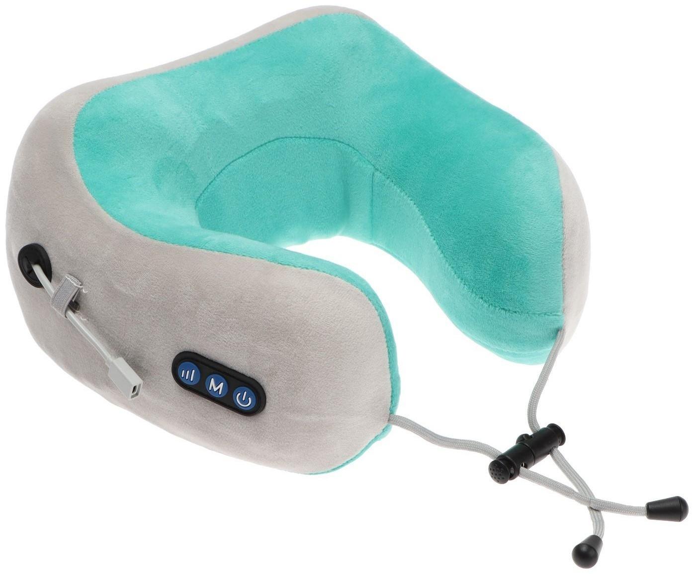 Массажная подушка Bradex KZ 0558-n, 3режима, обогрев, вибрация, эффект памяти, серо-зелёная