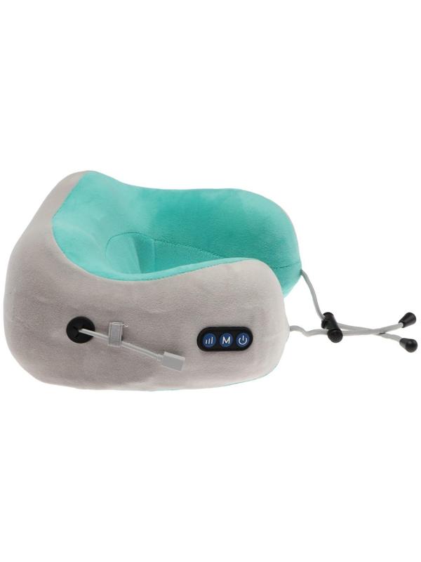 Массажная подушка Bradex KZ 0558-n, 3режима, обогрев, вибрация, эффект памяти, серо-зелёная