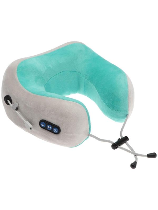 Массажная подушка Bradex KZ 0558-n, 3режима, обогрев, вибрация, эффект памяти, серо-зелёная