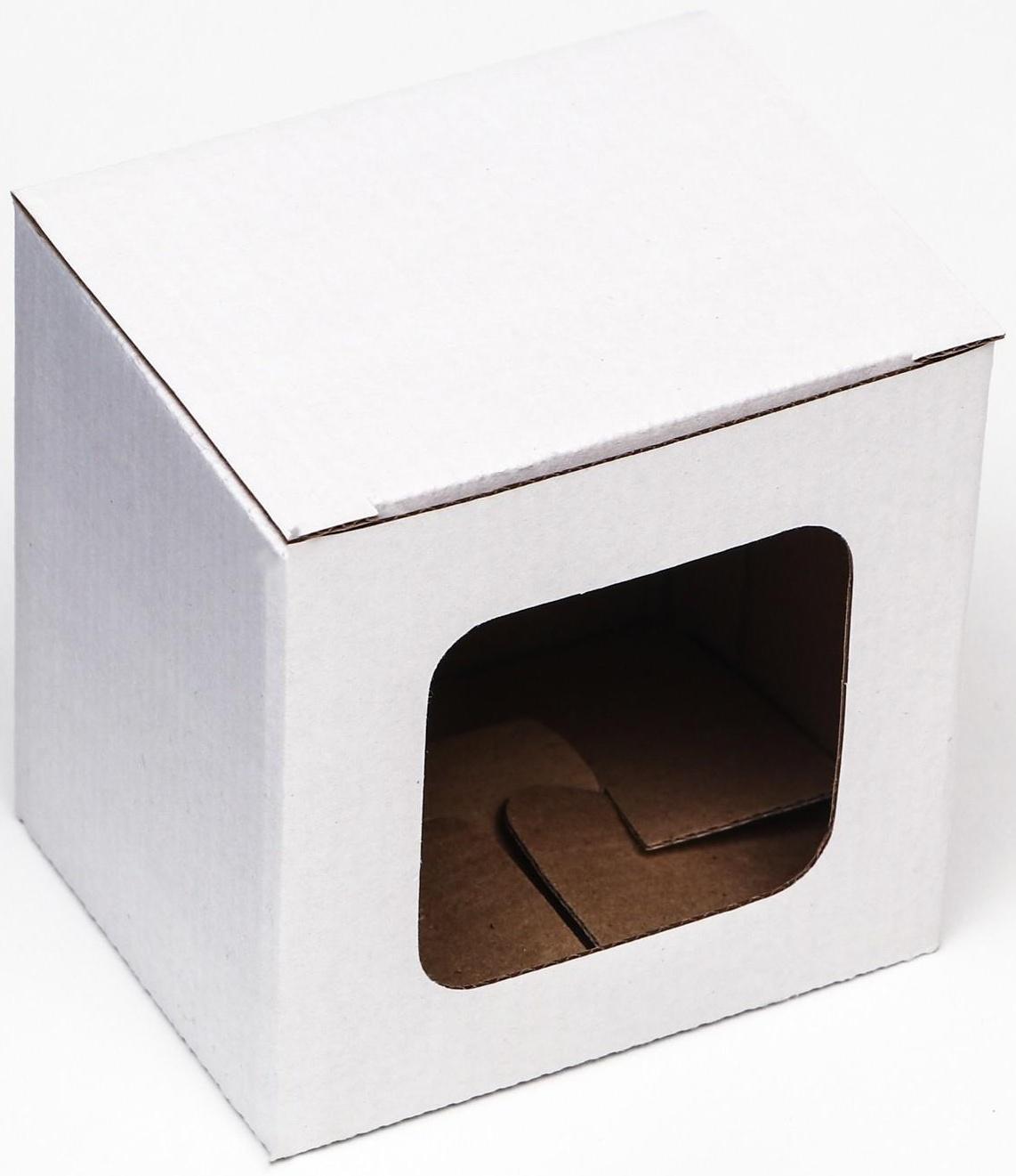 Коробка под кружку, с окном, белая 12 х 9,5 х 12 см