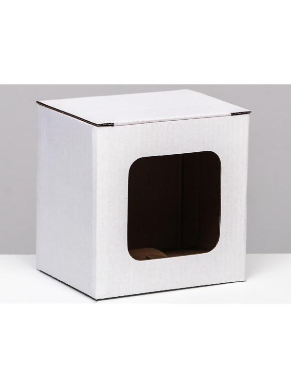 Коробка под кружку, с окном, белая 12 х 9,5 х 12 см