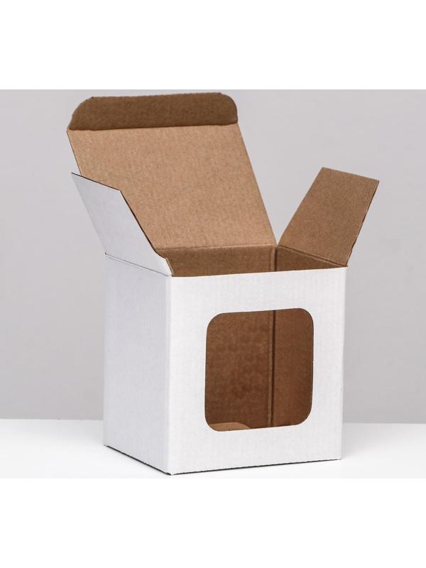 Коробка под кружку, с окном, белая 12 х 9,5 х 12 см