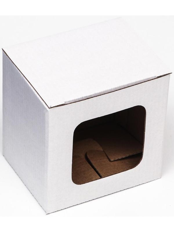 Коробка под кружку, с окном, белая 12 х 9,5 х 12 см
