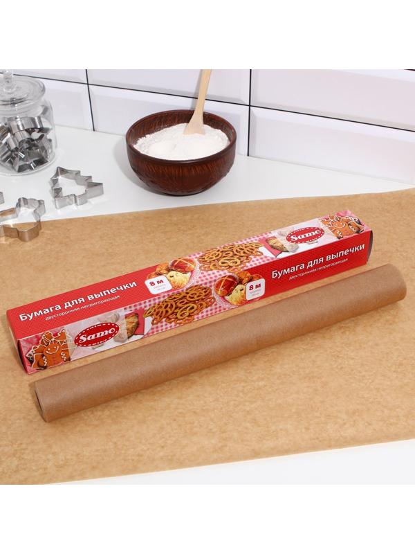 Пергамент силиконизированный, коричневый, жиростойкий, 38 см х 8 м