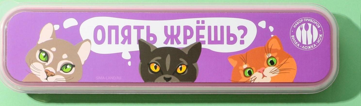 Набор столовых приборов «Опять жрешь?», вилка, ложка, нож