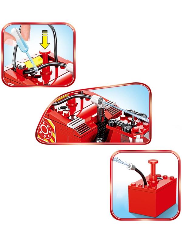 Конструктор пожарные «Гусеничная машина», стреляет водой, 410 деталей