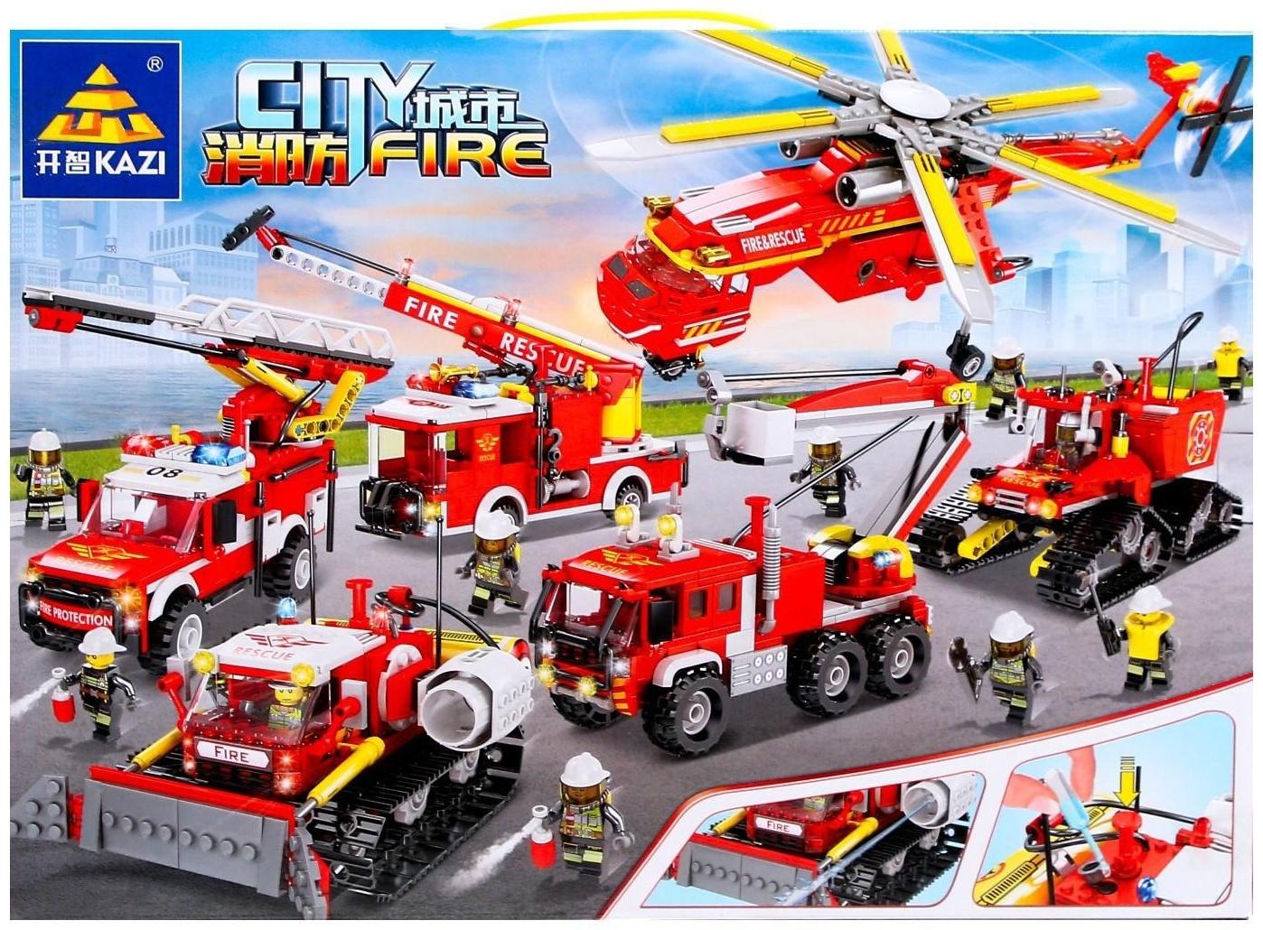 Конструктор пожарные «Гусеничный вездеход», стреляет водой, 298 деталей