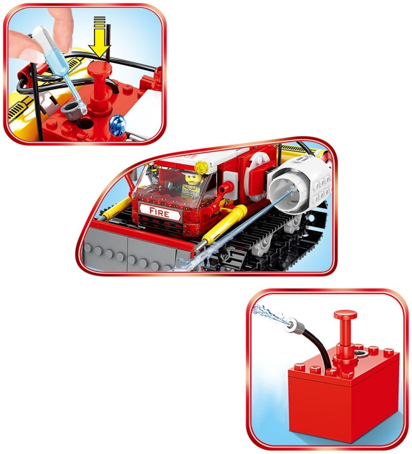 Конструктор пожарные «Гусеничный вездеход», стреляет водой, 298 деталей