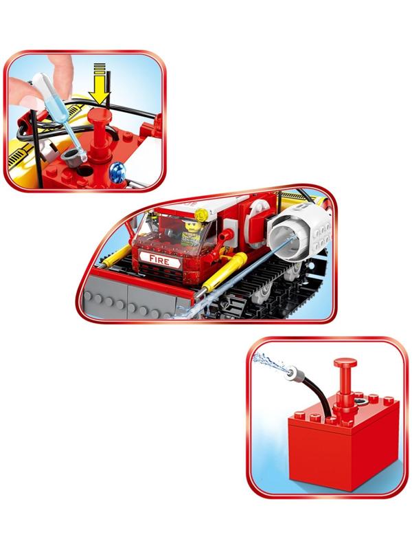 Конструктор пожарные «Гусеничный вездеход», стреляет водой, 298 деталей