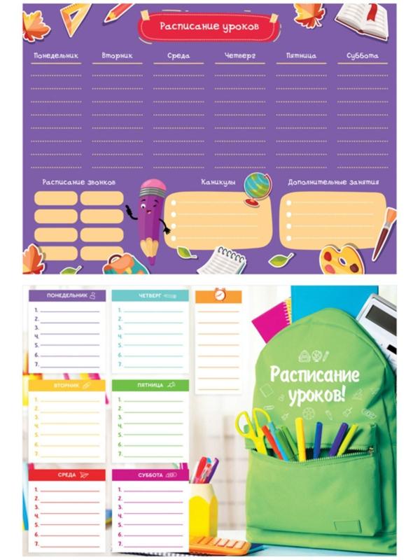 Расписание уроков с расписанием звонков А4 ArtSpace 