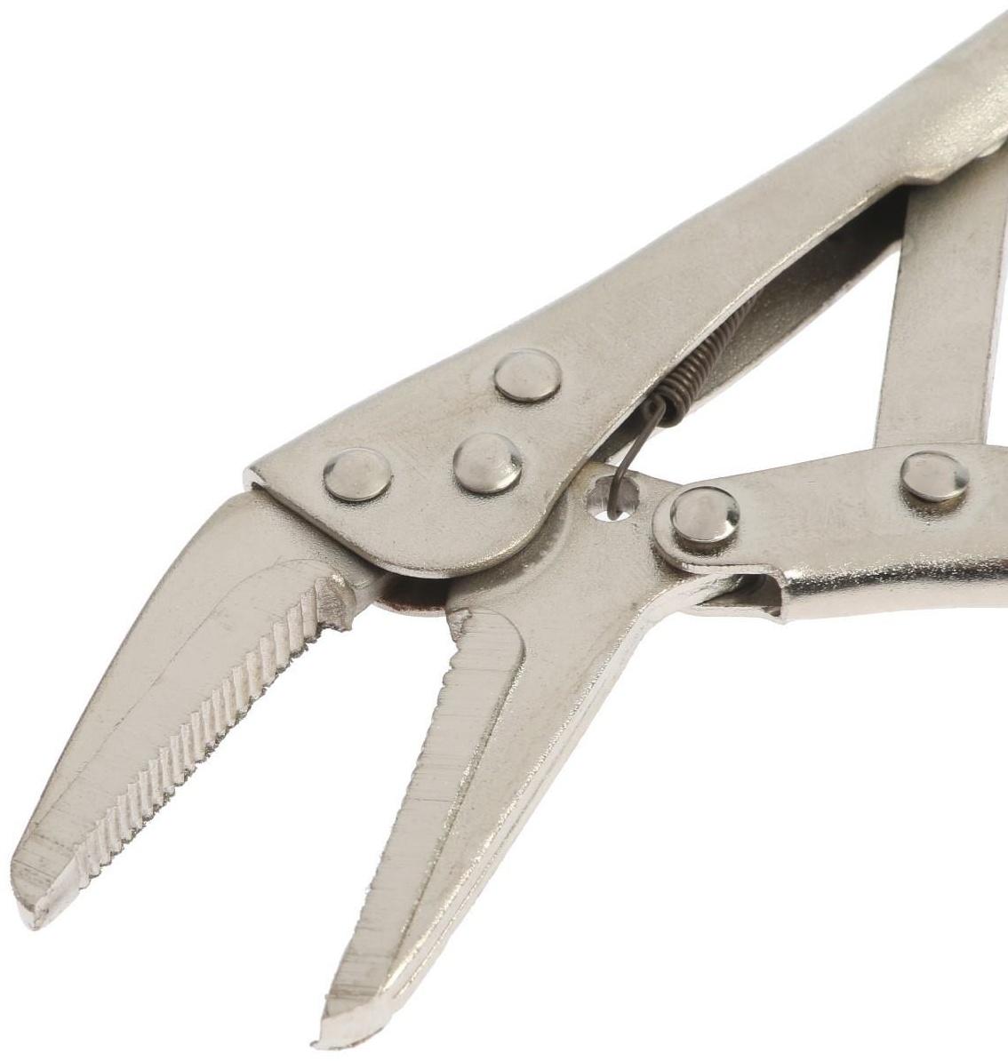 Зажим ручной ТУНДРА, удлиненный плоский захват, с фиксатором, 160 мм