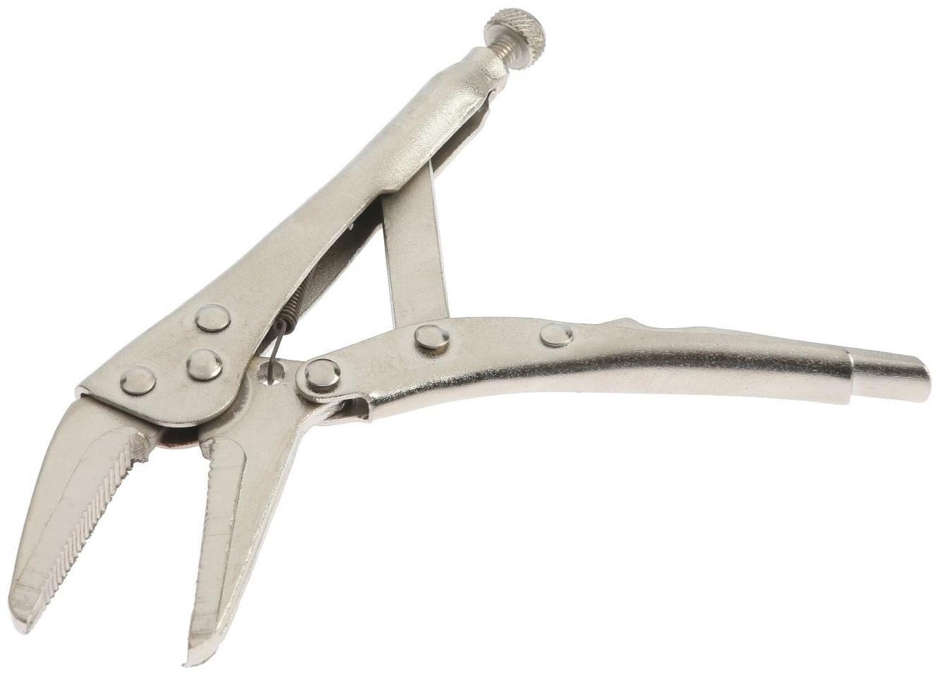 Зажим ручной ТУНДРА, удлиненный плоский захват, с фиксатором, 160 мм