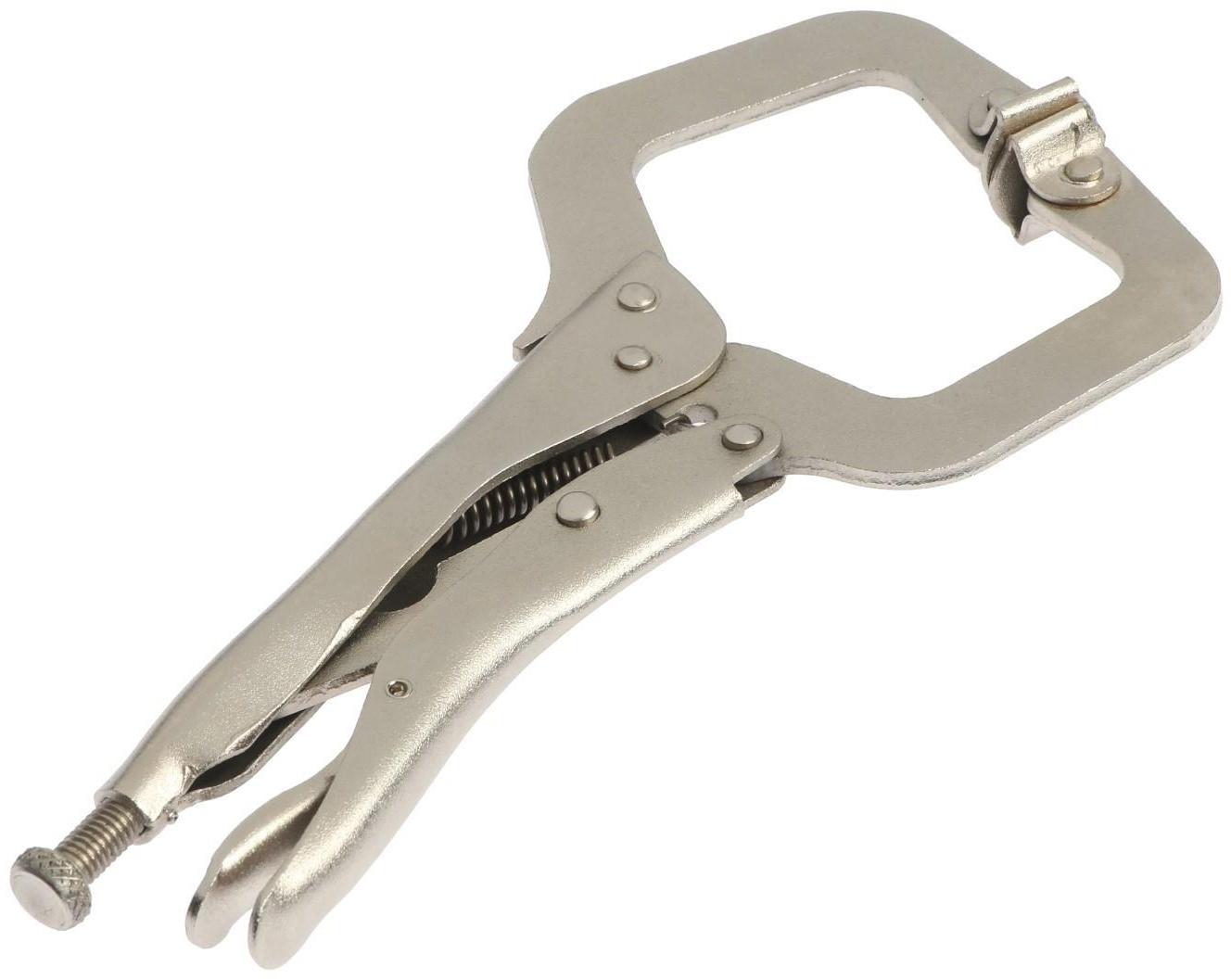Зажим ручной ТУНДРА, точечный захват, подвижные губки, с фиксатором, 220 мм