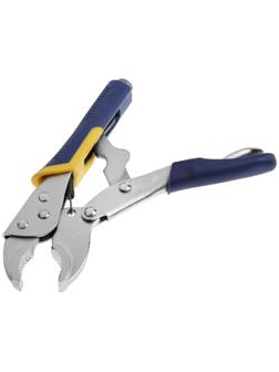 Зажим ручной ТУНДРА, усиленный полукруглый захват, с фиксатором, 2К рукоятки, 175 мм