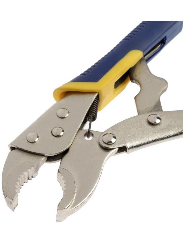 Зажим ручной ТУНДРА, усиленный полукруглый захват, с фиксатором, 2К рукоятки, 175 мм