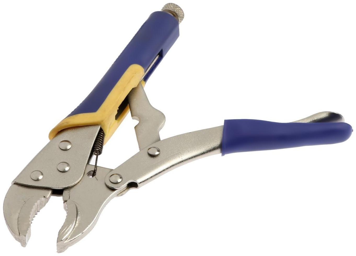 Зажим ручной ТУНДРА, усиленный полукруглый захват, с фиксатором, 2К рукоятки, 250 мм