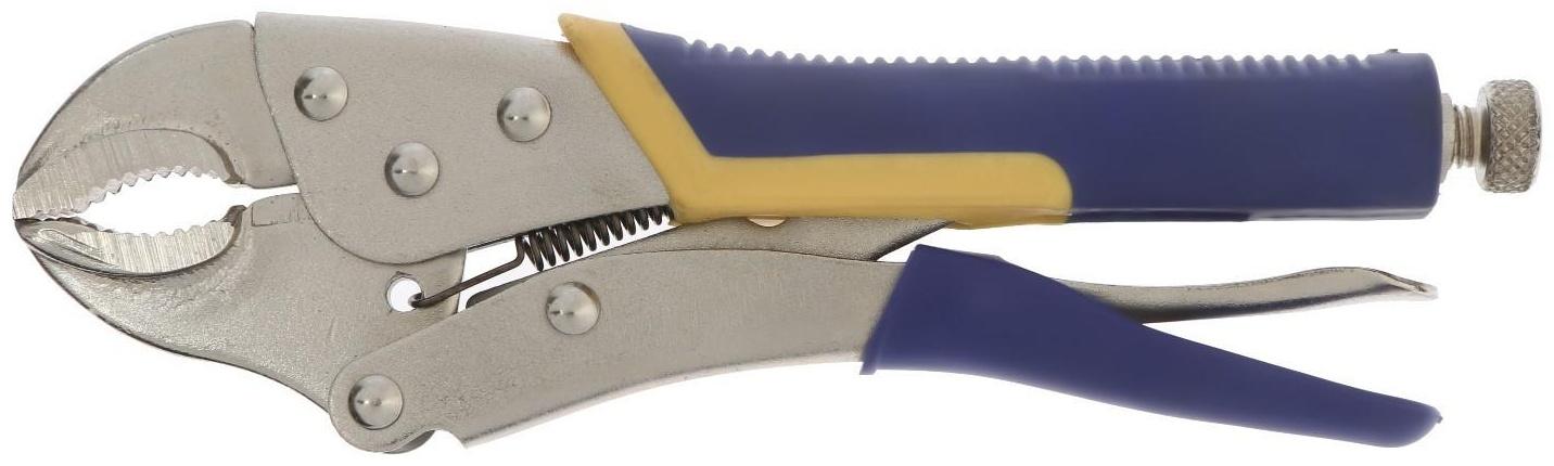 Зажим ручной ТУНДРА, усиленный полукруглый захват, с фиксатором, 2К рукоятки, 250 мм