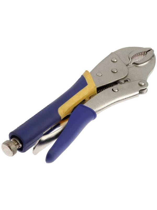 Зажим ручной ТУНДРА, усиленный полукруглый захват, с фиксатором, 2К рукоятки, 250 мм